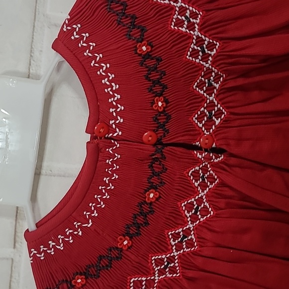 NWT Will ' Beth red smocked bishop style dress - Picture 3 of 4